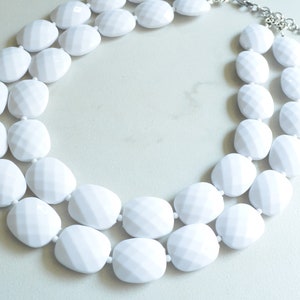 White Statement Necklace, Faceted Acrylic Bead Necklace, Chunky Lucite Necklace, Necklace For Women - Elizabeth