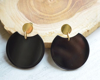 Black Statement Earrings, Lucite Big Earrings, Acrylic Large Earrings, Gifts For Her - Hanna