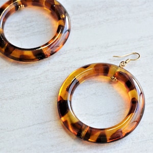 Tortoise Shell Hoop Statement Earrings Acrylic Big Resin Earrings Gifts For Her