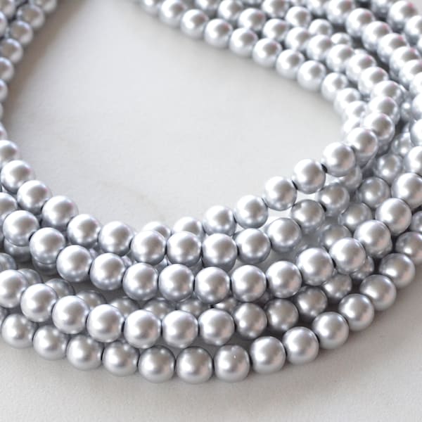 Silver Statement Necklace, Matte Beaded Necklace, Chunky Necklace, Gift For Her - Alana