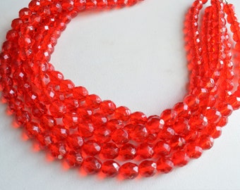 Red Faceted Crystal Statement Necklace, Chunky Bead Necklace, Necklace For Women - Anna Marie