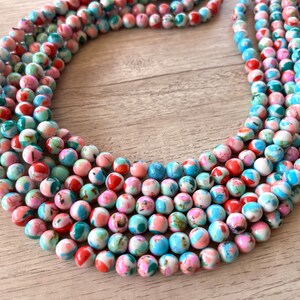 Multi Color Statement Necklace, Beaded Chunky Necklace, Colorful Stone Necklace - Michelle
