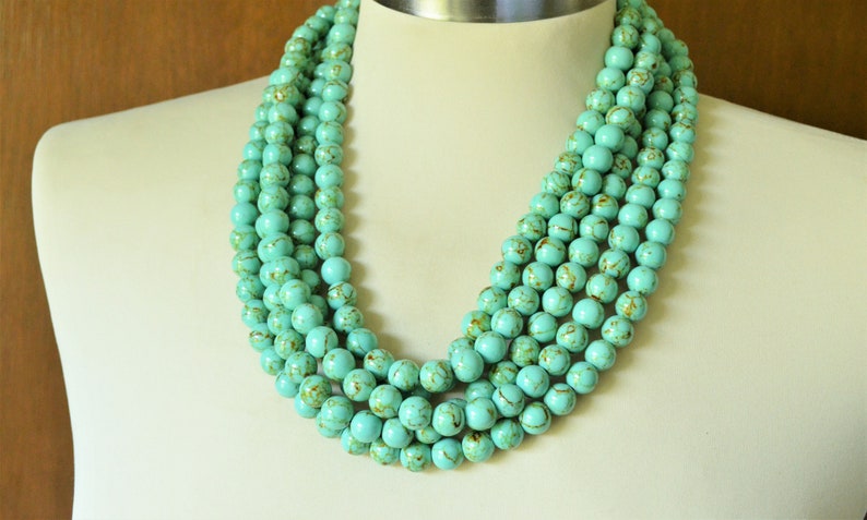 Green Statement Necklace, Turquoise Bead Necklace, Chunky Necklace, Necklace For Women Alana image 5