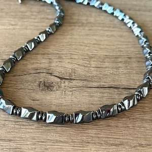 Mens Gray Hematite Beaded Necklace, Mens Jewelry - Dylan