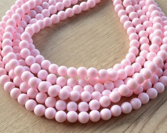 Light Pink Statement Necklace, Acrylic Bead Necklace, Chunky Multi Strand, Necklace For Women - Alana