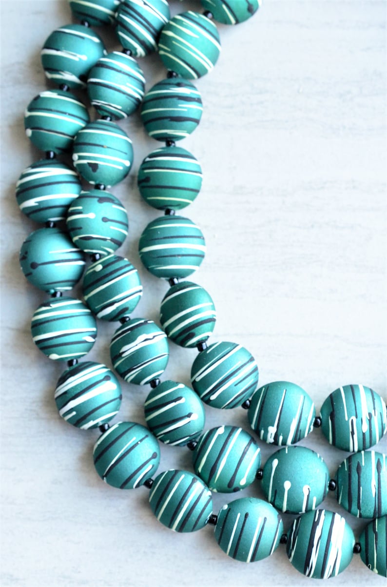 Charlotte Green Statement Necklace Rubber Multi Strand Necklace Gifts For Women