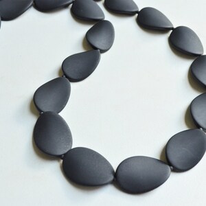 Long Black Necklace, Bead Statement Necklace, Matte Acrylic Necklace