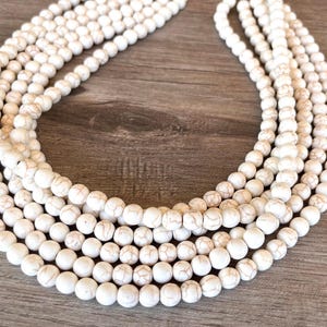 White Stone Statement Necklace, Chunky Multi Strand Necklace, Necklace For Women - Michelle