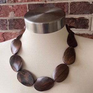 Wood Statement Necklace Brown Beaded Necklace Chunky Multi Strand Necklace Gift For Her Miranda 1