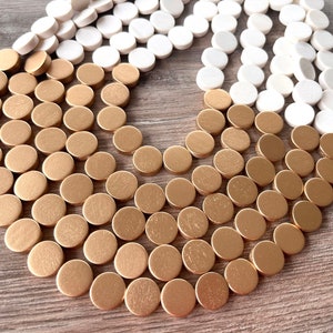White Gold Statement Necklace, Wood Bead Necklace, Chunky Multi Strand Necklace - Regan