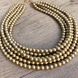 Collar de cuentas acrílicas mate con detalles dorados, collar de cuentas pequeñas de varias vueltas - Michelle