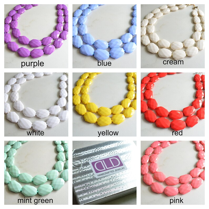 Yellow Bead Necklace Statement Necklace Acrylic Necklace Etsy