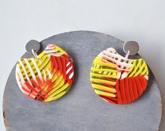 Colorful Lucite Earrings, Acrylic Statement Earrings, Big Womens Earrings - Hanna