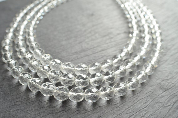 Clear Statement Necklace Crystal Beaded Necklace Chunky - Etsy