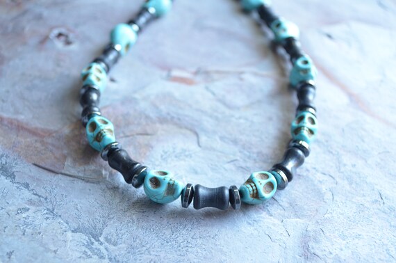 mens turquoise bead necklace