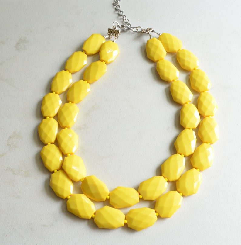 Yellow Bead Necklace Statement Necklace Acrylic Necklace Etsy
