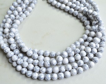 White Beaded Statement Necklace, Beaded Chunky Necklace, Necklace For Women, Gift For Her - Alana