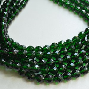 Dark Green Crystal Statement Necklace, Chunky Bead Necklace, Multi Strand Necklace - Anna Marie