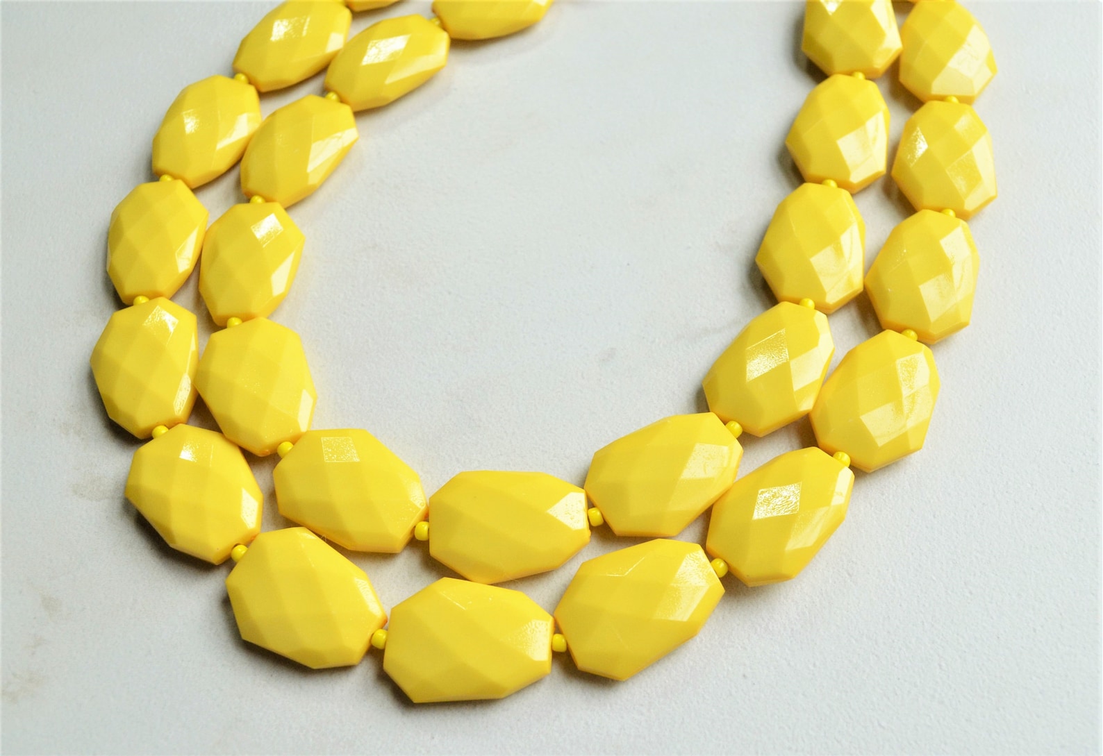 Yellow Bead Necklace Statement Necklace Acrylic Necklace Etsy