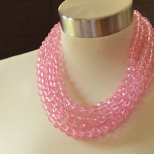 Pink Statement Necklace, Acrylic Bead Necklace, Chunky Lucite Necklace, Gifts For Her - Angelina