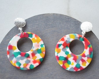 Colorful Statement Earrings, Big Lucite Earrings, Acrylic Large Earrings  - Grace