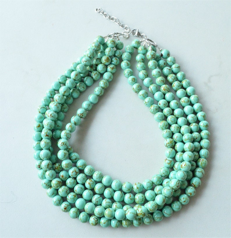 Green Statement Necklace, Turquoise Bead Necklace, Chunky Necklace, Necklace For Women Alana image 3