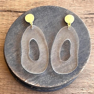Clear Acrylic Statement Earrings, Lucite Big Earrings, Abstract Large Earrings - Sylvia