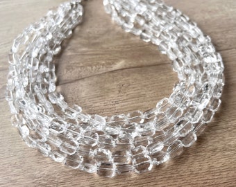 Clear Lucite Necklace, Beaded Statement Necklace, Multi Strand Chunky Necklace - Jenny