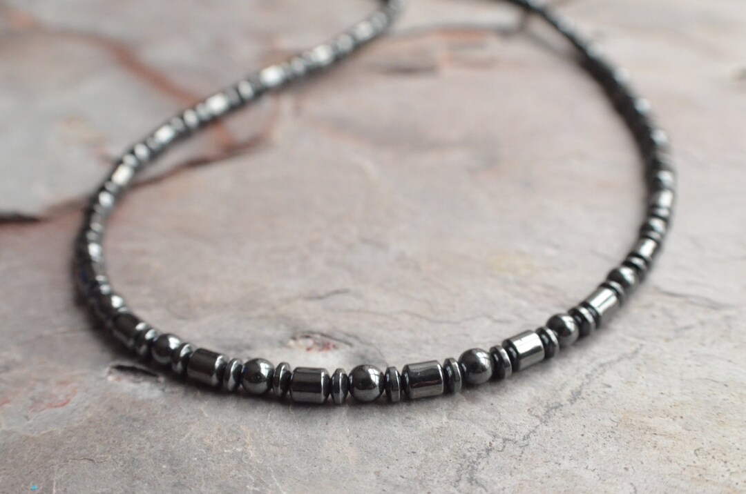 Hematite Mens Necklace, Bead Necklace, Man Necklace, Gift for Men
