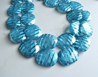 Turquoise Blue Statement Necklace, Acrylic Bead Necklace, Chunky Multi Strand Necklace - Flora