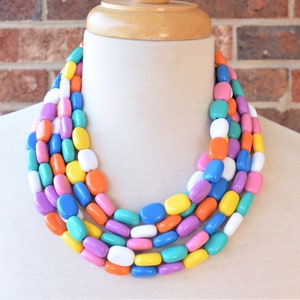 Multi Color Statement Necklace, Colorful Lucite Necklace, Chunky Bead Necklace, Necklace For Women Lauren image 3