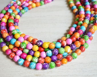 Colorful Statement Necklace, Chunky Bead Necklace, Acrylic Jewelry, Gift For Her - Alana