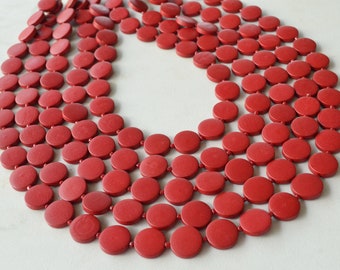 Red Statement Necklace, Wood Bead Necklace, Chunky Multi Strand, Necklace For Women - Charlotte