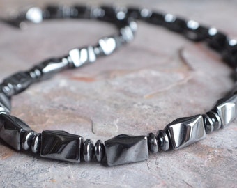 Mens Beaded Necklace, Man Necklace, Hematite Necklace, Mens Jewelry, Gift For Men - Dylan