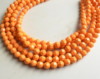 Orange Yellow Statement Necklace, Acrylic Chunky Necklace, Multi Strand Necklace - Evelyn