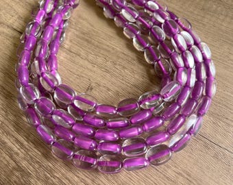 Purple Clear Lucite Beaded Statement Necklace, Acrylic Chunky Necklace - Lauren
