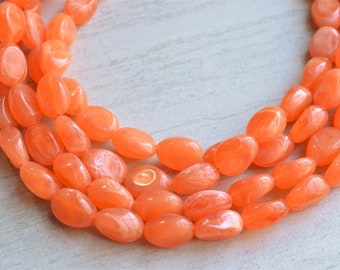 Orange Beaded Necklace Lucite Statement Necklace Chunky Multi Strand Necklace- Lauren