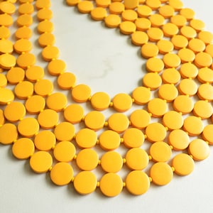Yellow Wood Statement Necklace, Beaded Chunky Necklace, Wooden Multi Layer Necklace - Charlotte