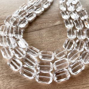 Clear Acrylic Bead Statement Necklace, Faceted Lucite Necklace, Chunky Multi Strand, Gift For Woman - Jenny