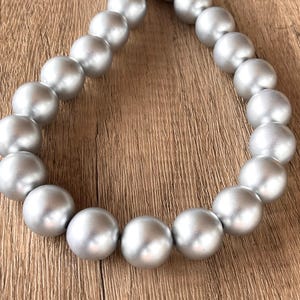 Silver Matte Choker Statement Necklace, Acrylic Beaded Necklace, Short Lucite Necklace, Gift For Women - Betty