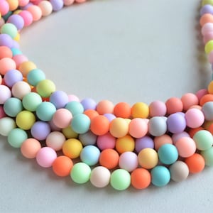 Pastel Statement Necklace, Matte Bead Necklace, Multi Color Chunky Necklace - Alana