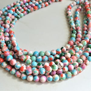 Multi Color Statement Necklace, Beaded Chunky Necklace, Colorful Stone Necklace - Michelle