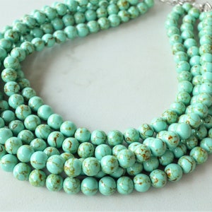 Green Statement Necklace, Turquoise Bead Necklace, Chunky Necklace, Necklace For Women Alana image 2