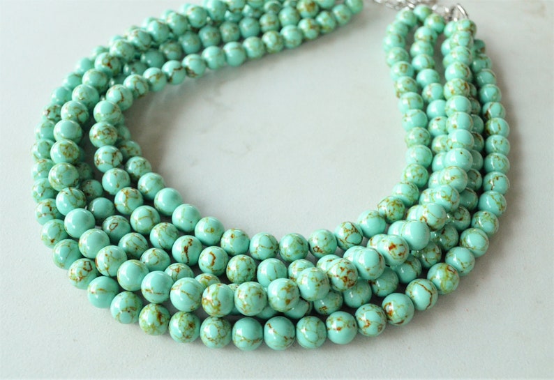 Green Statement Necklace, Turquoise Bead Necklace, Chunky Necklace, Necklace For Women Alana image 2