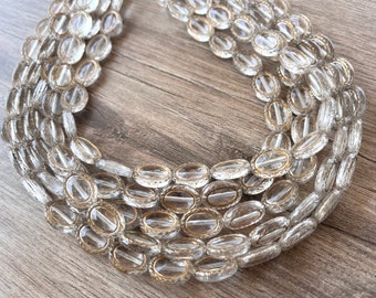 Clear Gold Statement Necklace, Acrylic Bead Necklace, Chunky Multi Strand Necklace - Ava