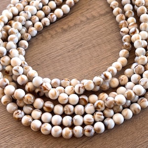 White Brown Statement Necklace, Acrylic Bead Necklace, Necklace For Women, Gift for Her  - Alana