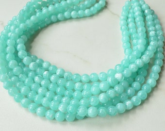 Aqua Blue Statement Necklace, Acrylic Bead Necklace, Lucite Chunky Necklace - Alana