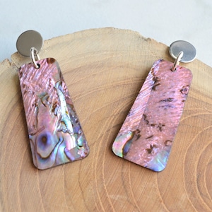 Purple Gray Statement Earrings, Acrylic Shell Earrings, Lucite Big Earrings, Gift For Her - Nevaeh