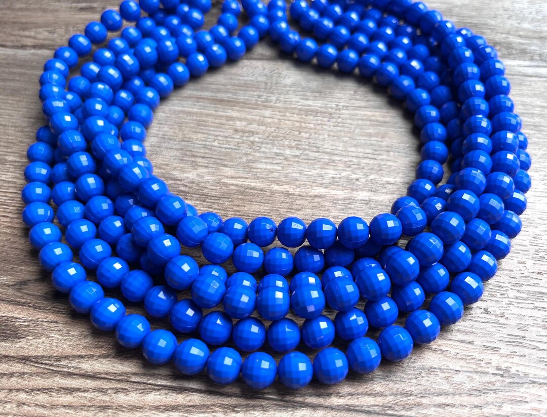 Blu Statement Royal Blue Statement Necklace, Beaded Acrylic Necklace, Chunky Necklace ...