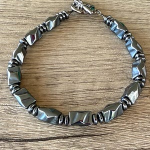 Hematite Beaded Mens Bracelet, Stone Bracelet, Jewelry Set - Dylan
